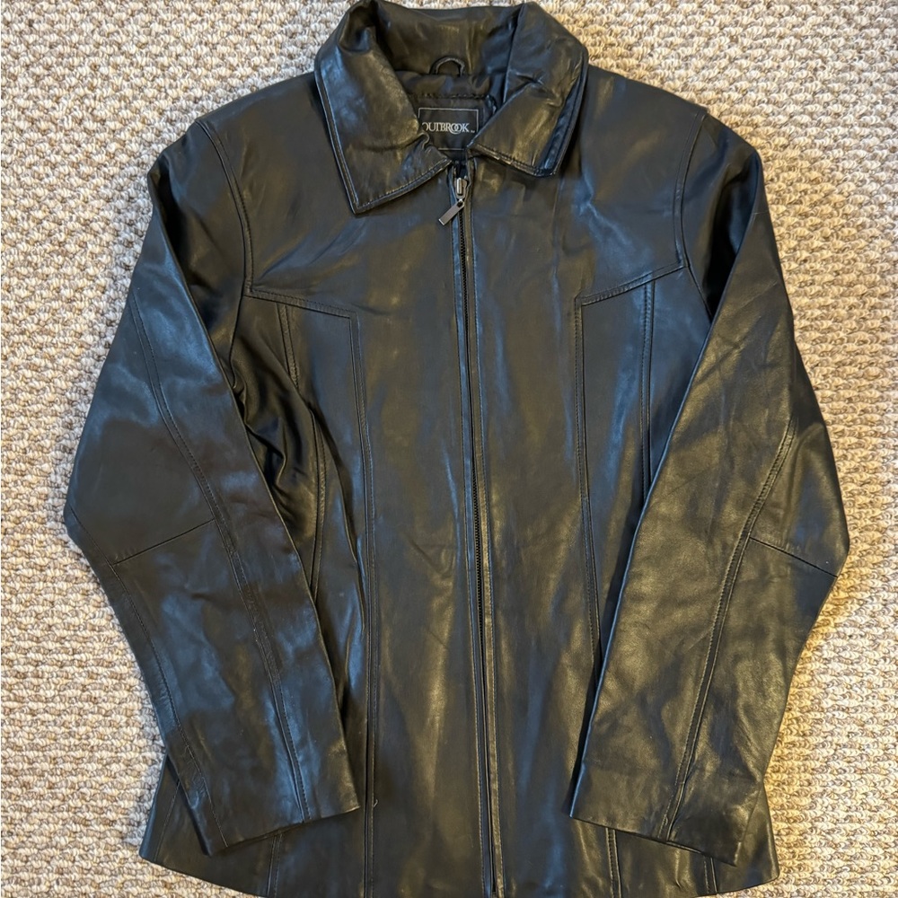 Exceptional Vtg 90s Outbrook black leather blazer vintage